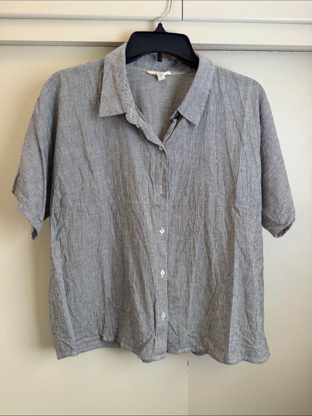 Eileen Fisher Short-Sleeve Button Front Crop Top
